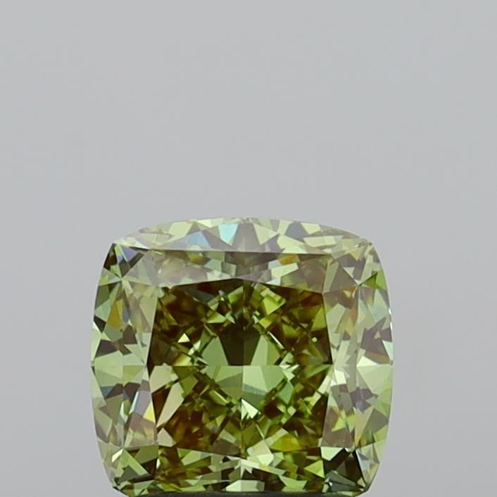 1.59 CT Fancy Vivid Green CUSHION MODIFIED