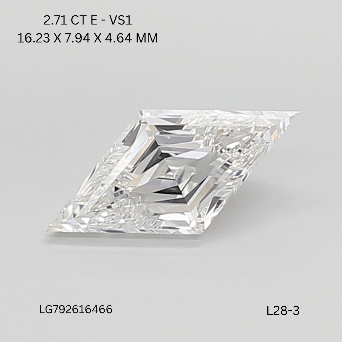 2.71 ct lab-grown Lozenge Diamond