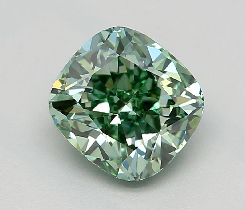 1.02 CT Fancy Vivid Green CUSHION MODIFIED