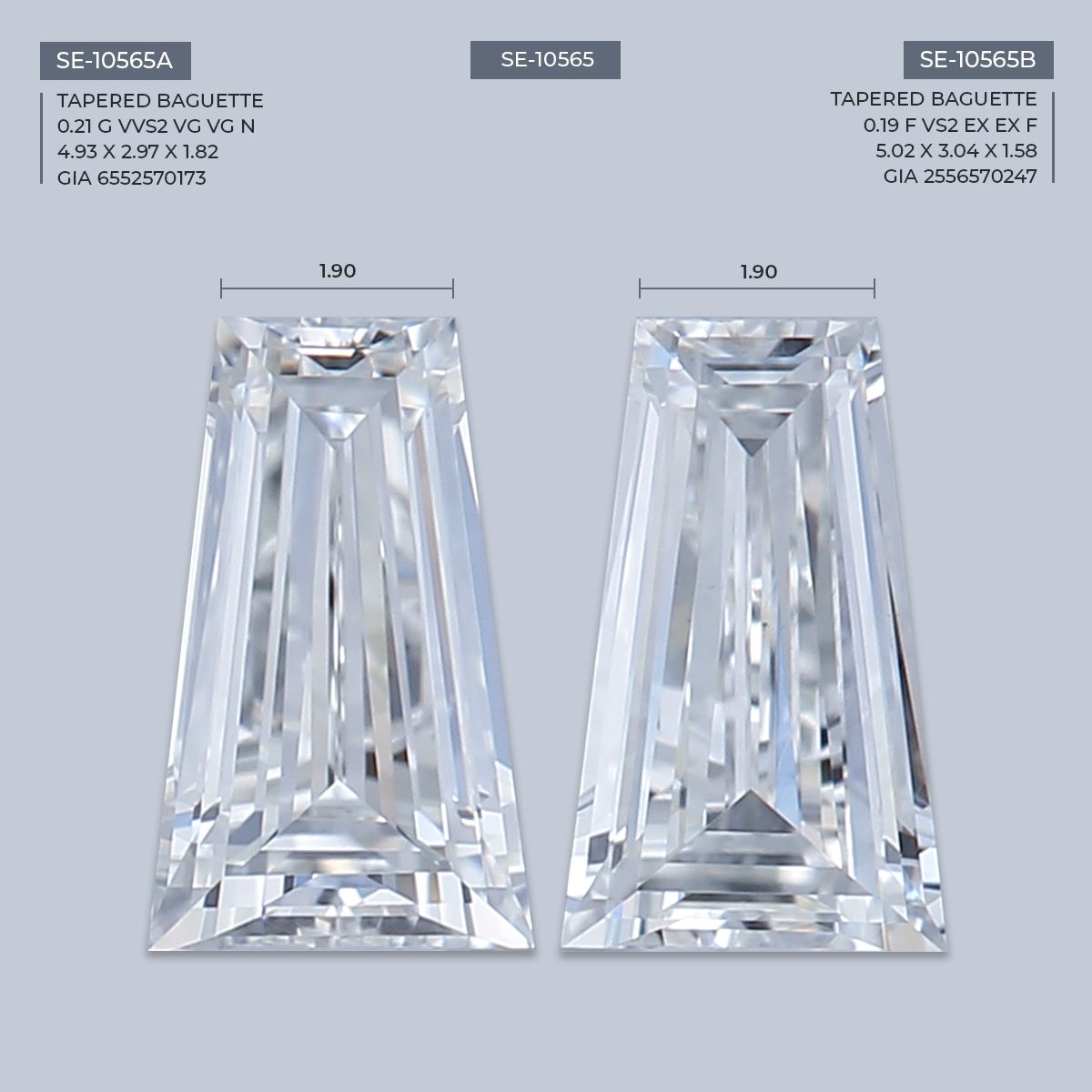 0.19 ct Tapered baguette Diamond
