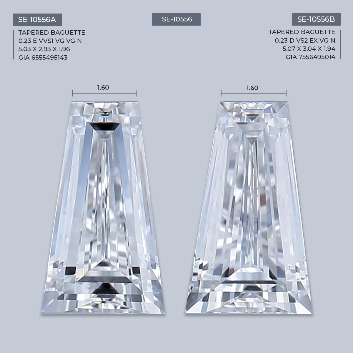 0.23 ct Tapered baguette Diamond