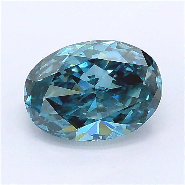 1.08 CT Fancy Intense Green Blue OVAL