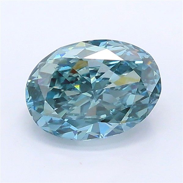 1.07 CT Fancy Intense Greenish Blue OVAL