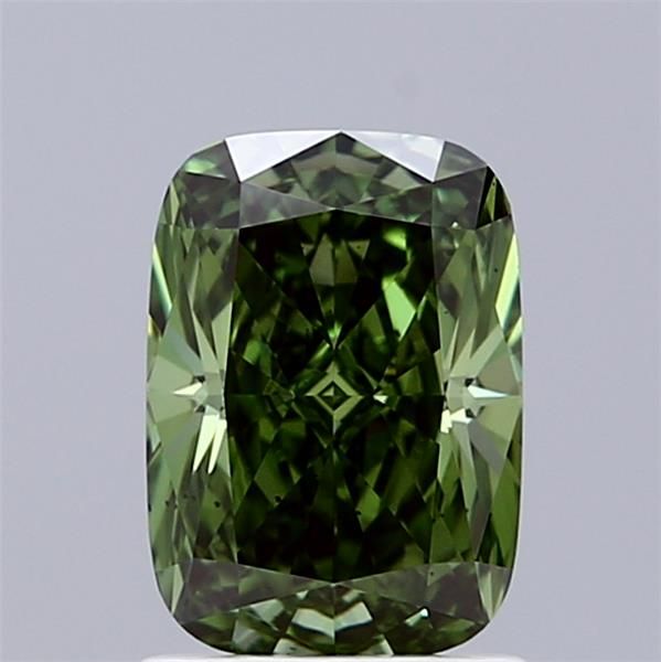 1.53 CT Fancy Vivid Green CUSHION BRILLIANT