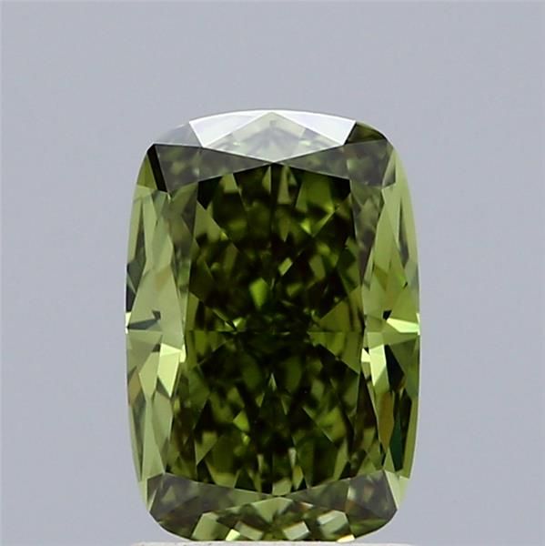 1.55 CT Fancy Vivid Green CUSHION BRILLIANT