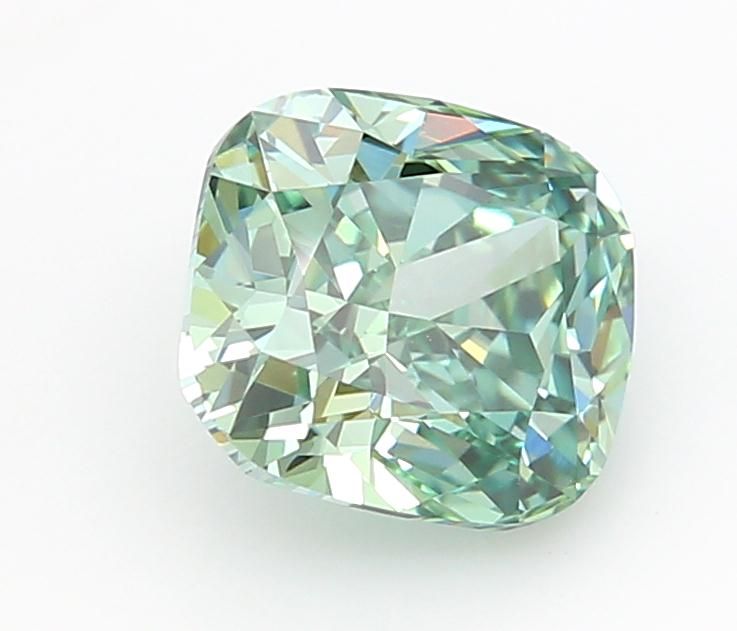 1.02 CT Fancy Vivid Green CUSHION MODIFIED