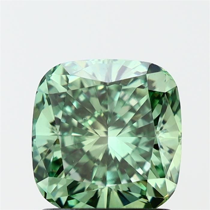 1.78 CT Fancy Vivid Green CUSHION BRILLIANT