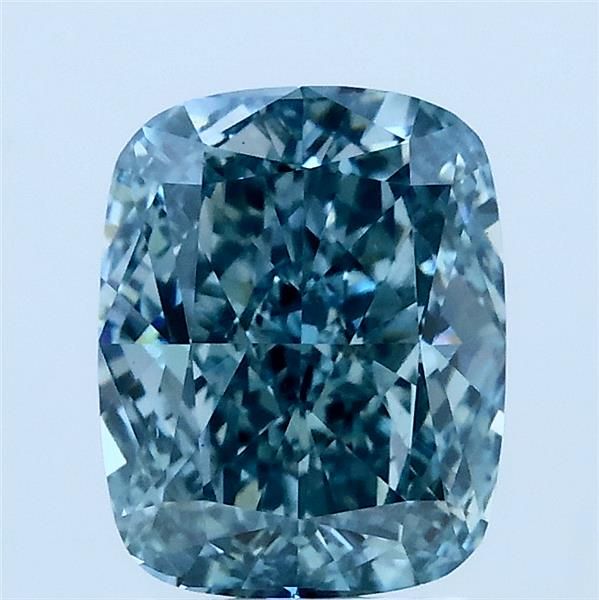 2.01 CT Fancy Intense Greenish Blue CUSHION MODIFIED