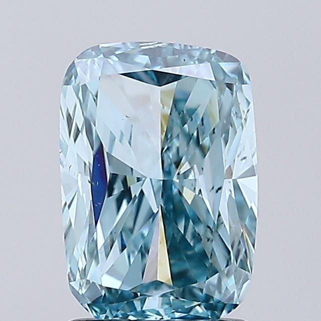 1.51 CT Fancy Vivid Blue Green CUSHION MODIFIED