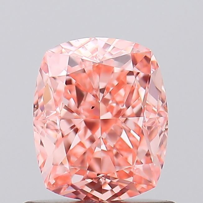 1.06 CT Fancy Vivid Orangey Pink CUSHION BRILLIANT