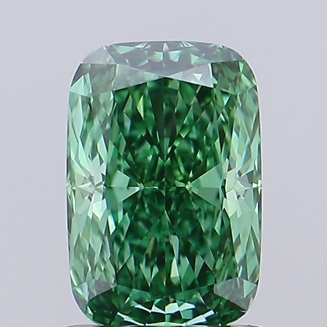 1.02 CT Fancy Vivid Green CUSHION MODIFIED