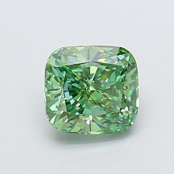 0.93 CT Fancy Vivid Green CUSHION MODIFIED