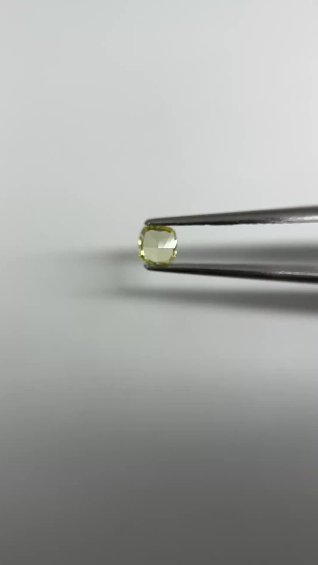 0.43 CT Fancy Intense Green Yellow CUSHION BRILLIANT