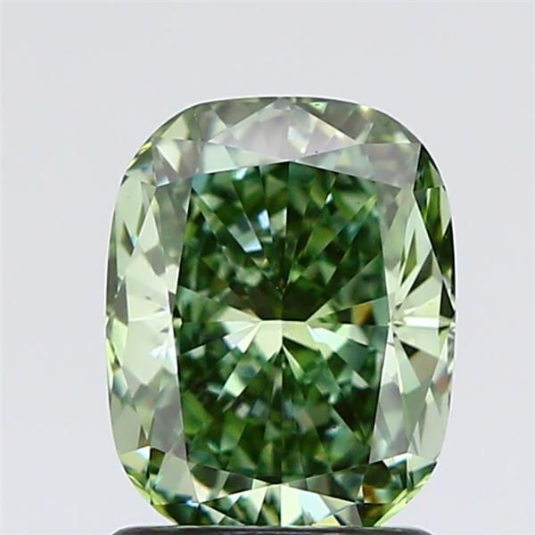 1.55 CT Fancy Vivid Green CUSHION BRILLIANT