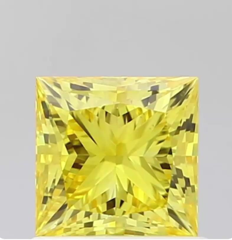 1 carat fancy vivid  yellow VS1 EX Cut IGI princess diamond