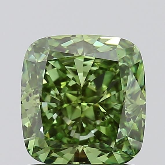 1.41 CT Fancy Vivid Green CUSHION MODIFIED