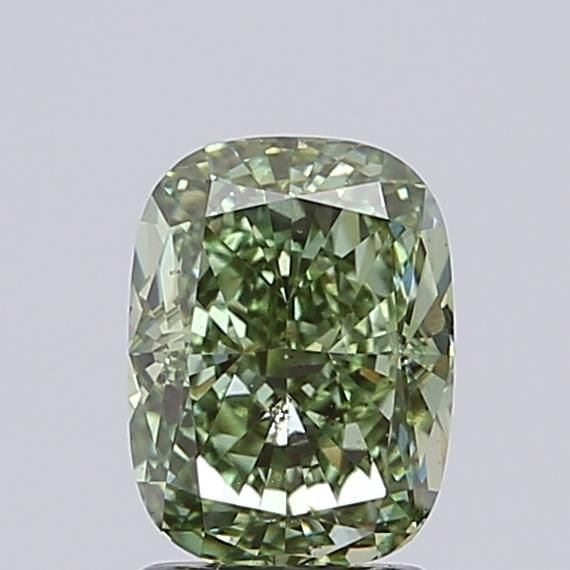 2.0 CT Fancy Vivid Green CUSHION MODIFIED