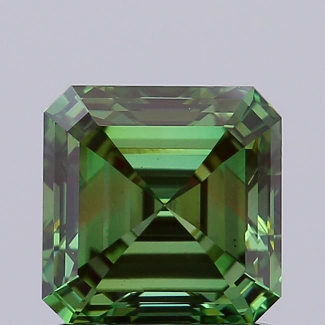 1.08 CT Fancy Vivid Green ASSCHER