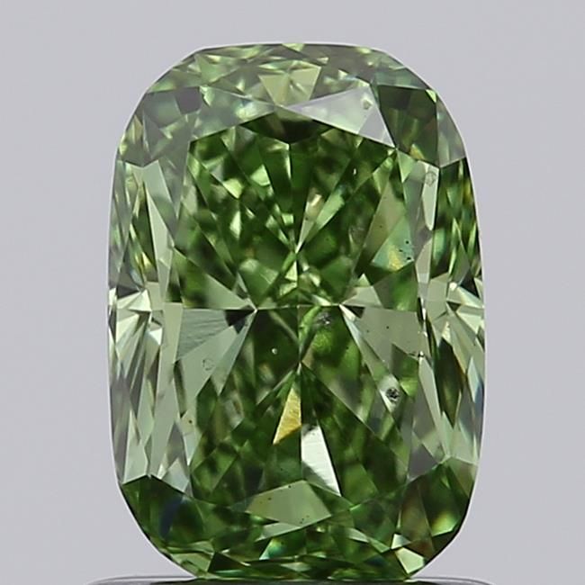 1.09 CT Fancy Vivid Green CUSHION MODIFIED