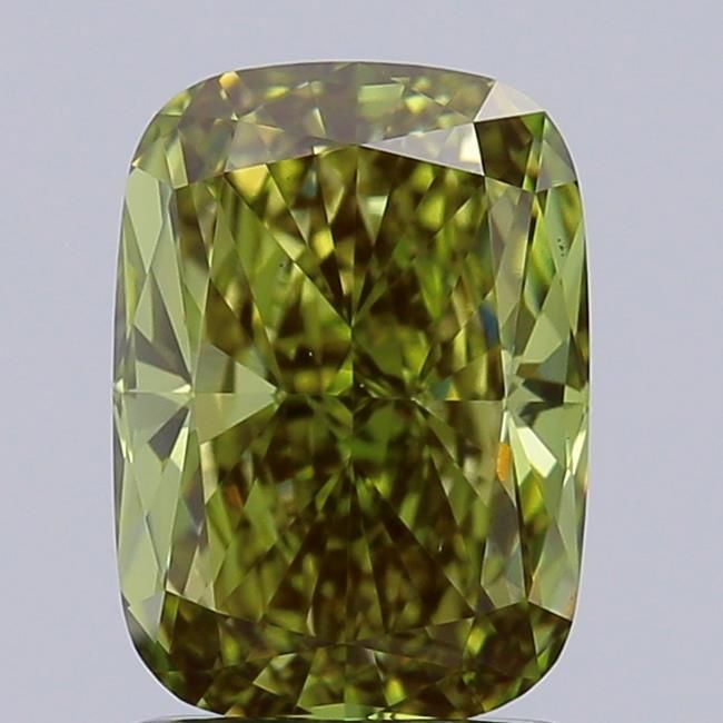 1.53 CT Fancy Vivid Green CUSHION MODIFIED