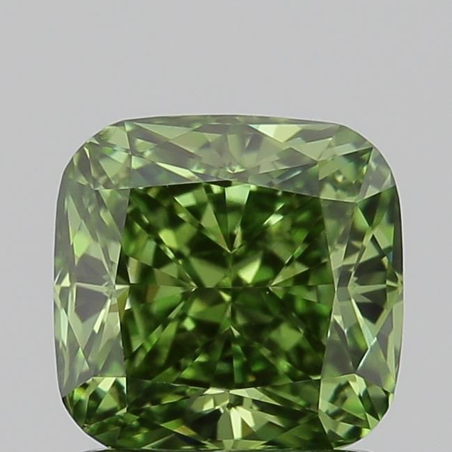 1.36 CT Fancy Vivid Green CUSHION MODIFIED