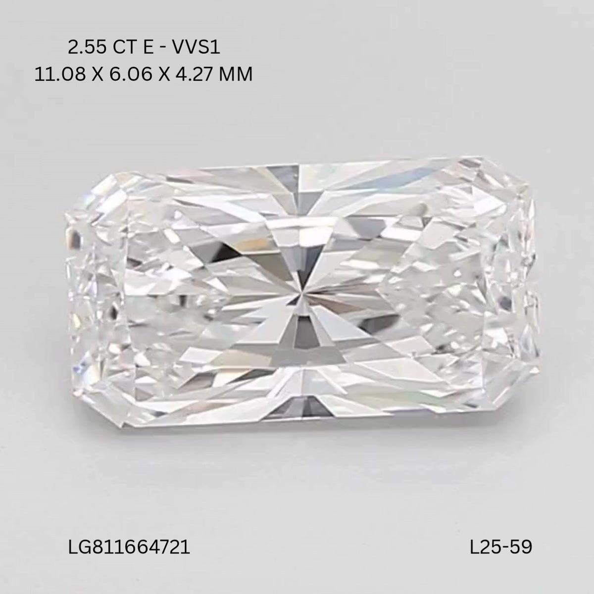 2.55 ct. radiant Lab Grown Diamond front image