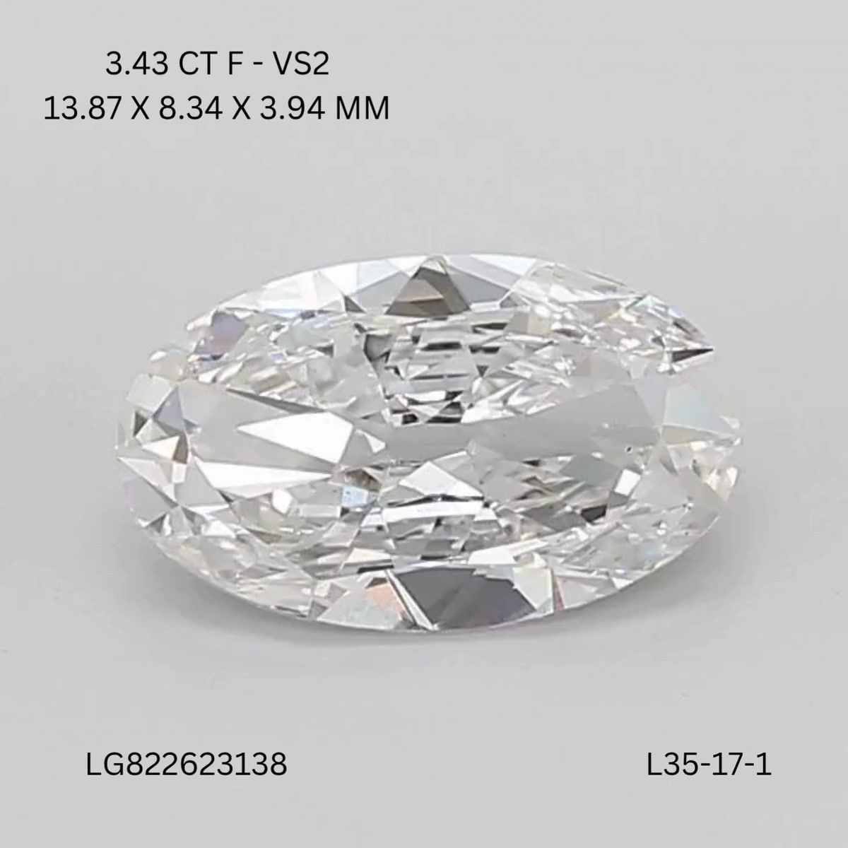 3.43 ct. oval Lab Grown Diamond front image
