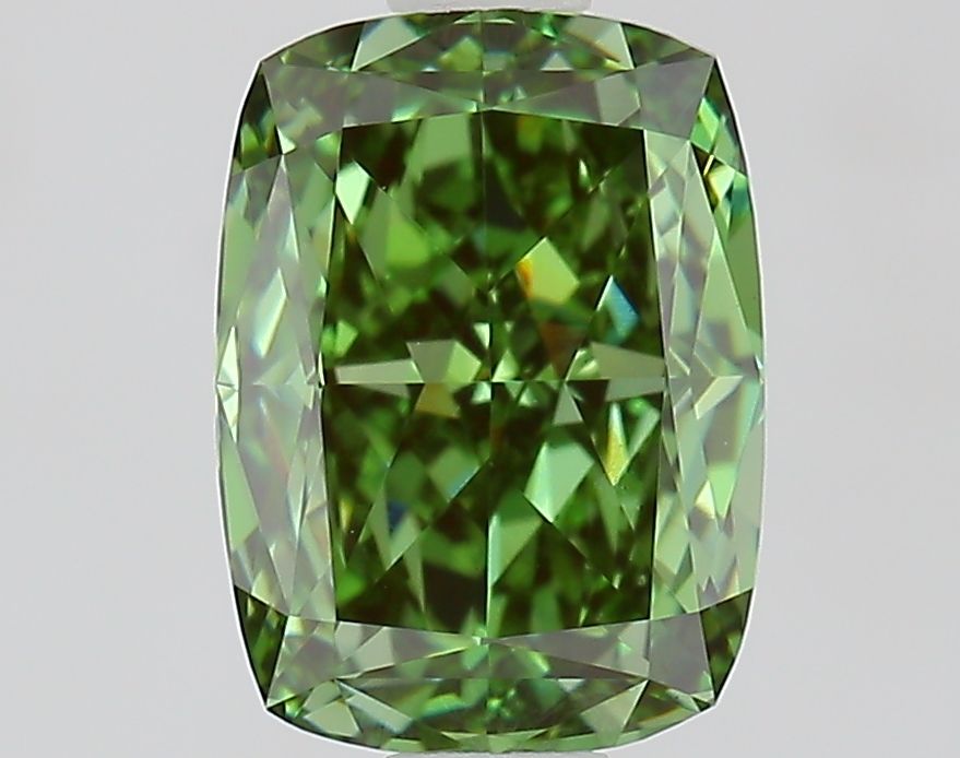 1.51 CT Fancy Vivid Green CUSHION MODIFIED
