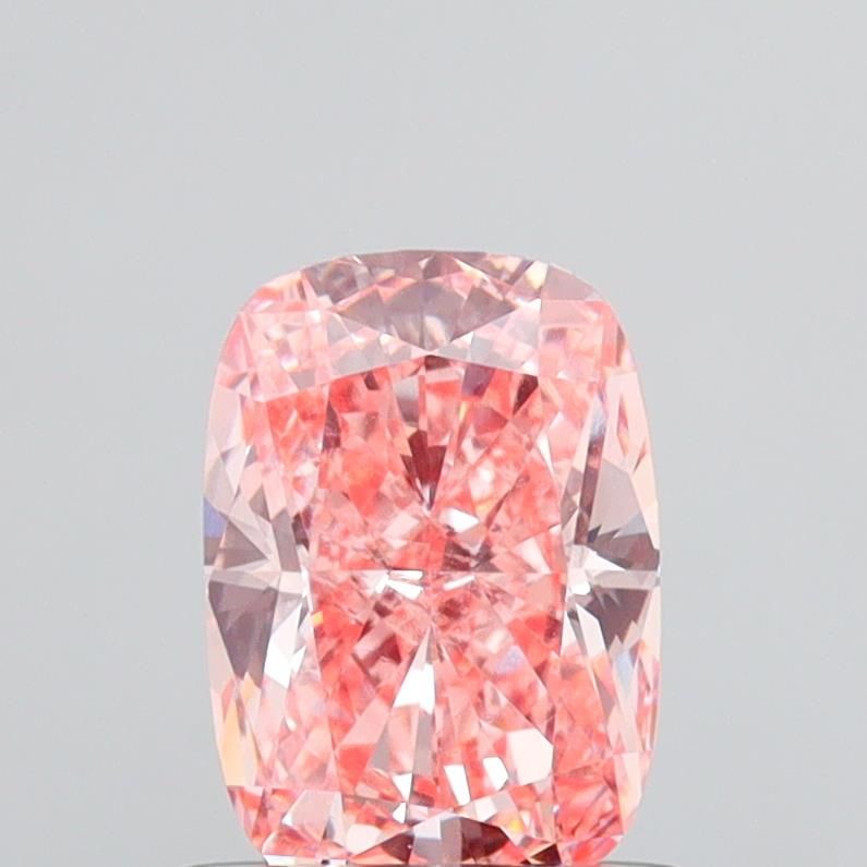 1.0 CT Fancy Vivid Orangey Pink CUSHION MODIFIED