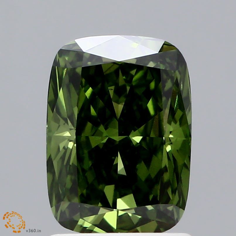 1.52 CT Fancy Vivid Green CUSHION BRILLIANT