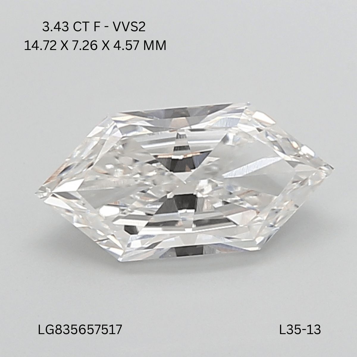 3.43 ct lab-grown Hexagonal Diamond