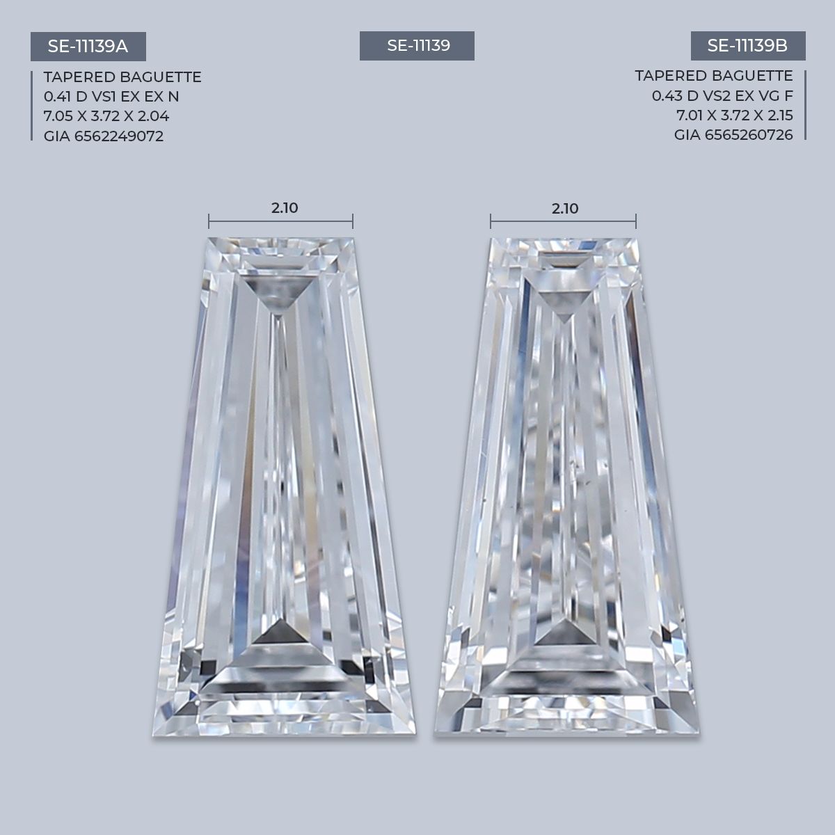0.43 ct Tapered baguette Diamond