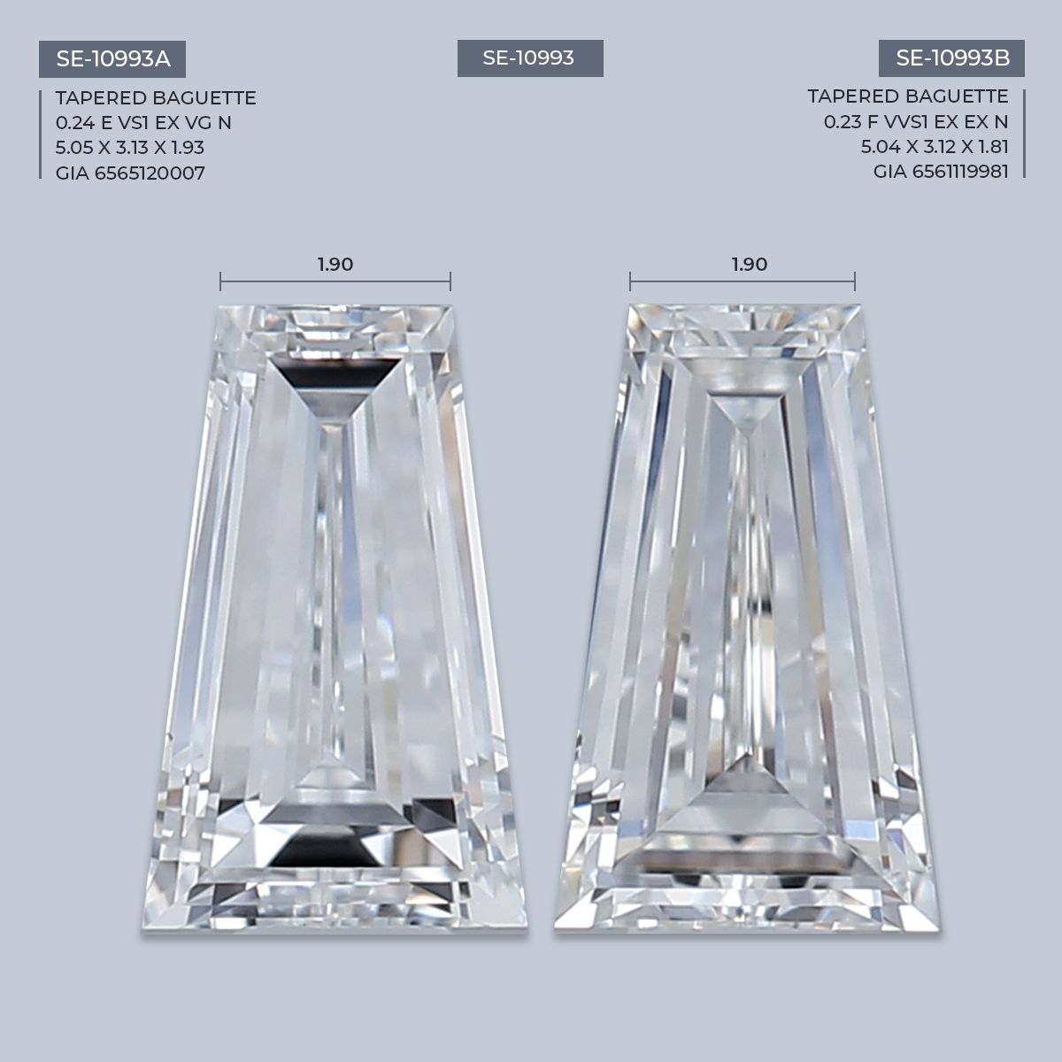 0.23 ct Tapered baguette Diamond