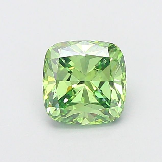1.52 CT Fancy Vivid Green CUSHION MODIFIED