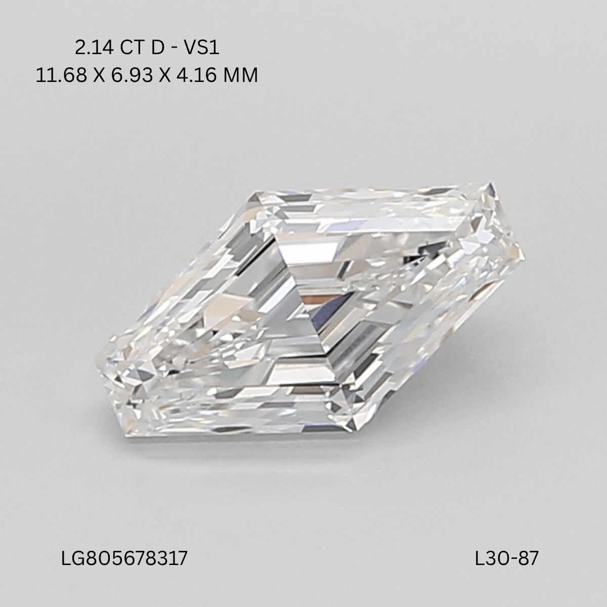 2.14 ct lab-grown Lozenge Diamond