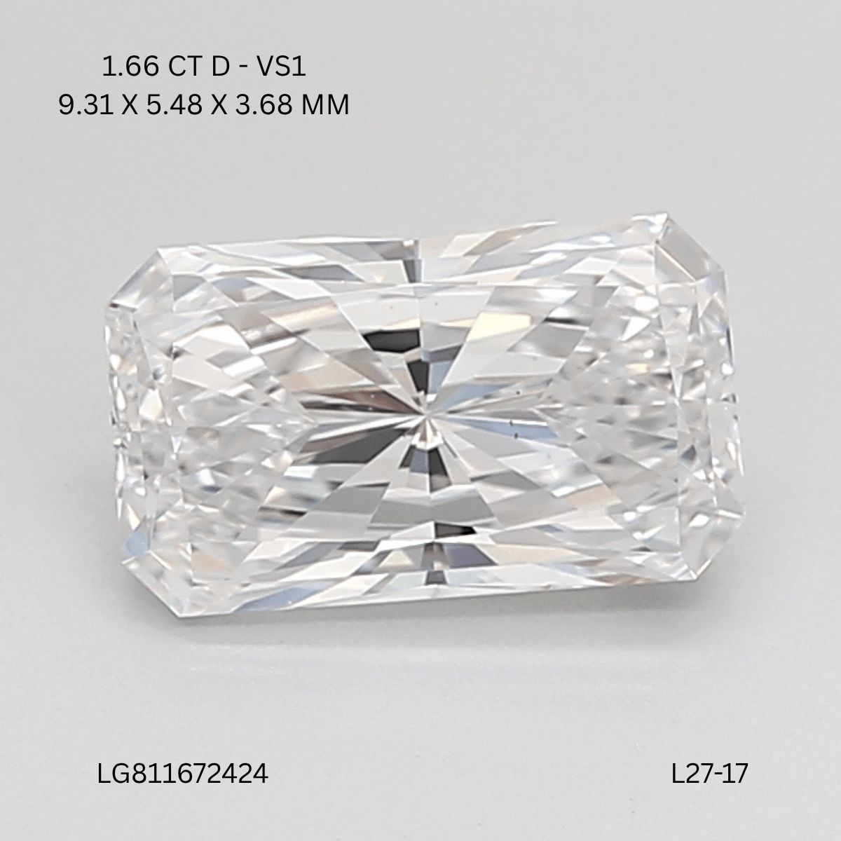 1.66 ct. radiant Lab Grown Diamond front image