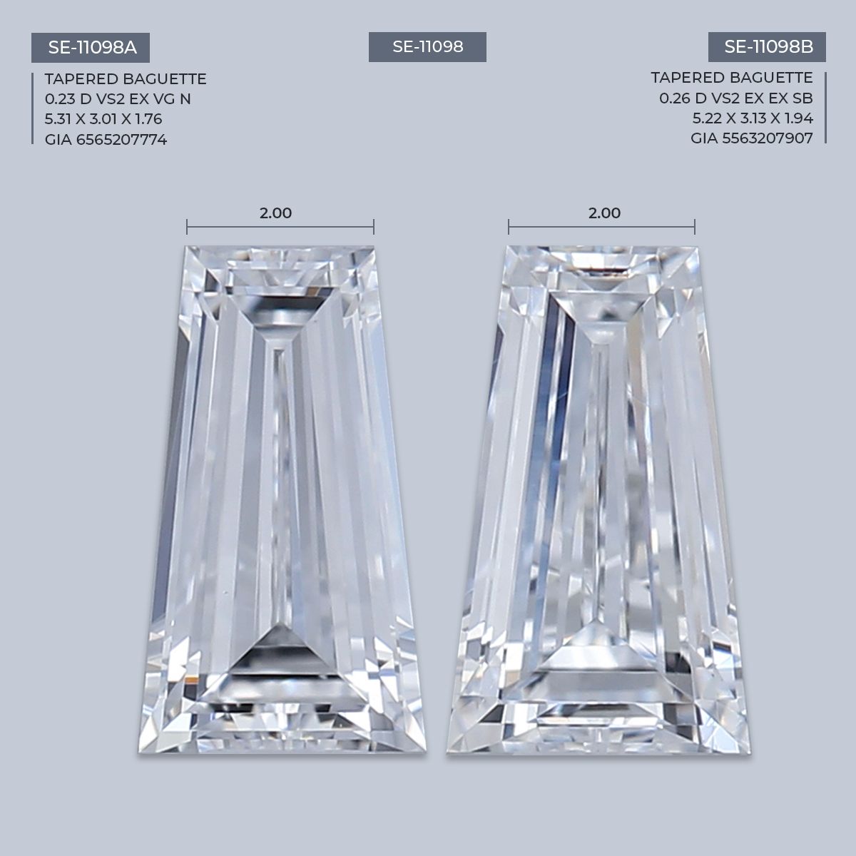 0.23 ct Tapered baguette Diamond