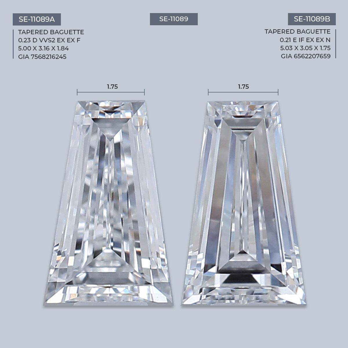 0.23 ct Tapered baguette Diamond