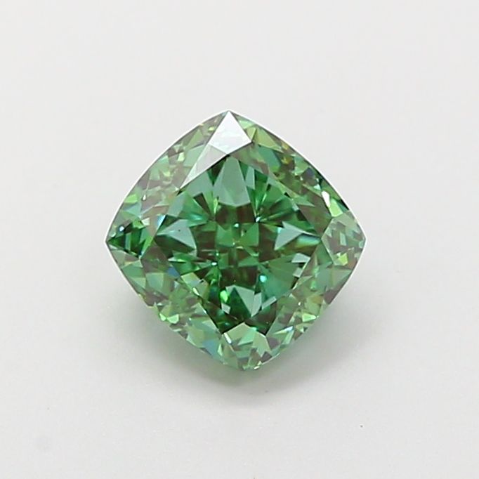 1.52 CT Fancy Vivid Green CUSHION MODIFIED