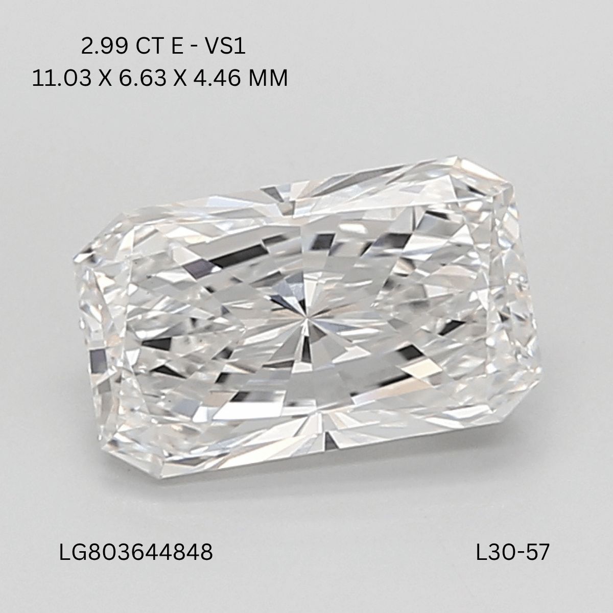 2.99 ct. radiant Lab Grown Diamond front image