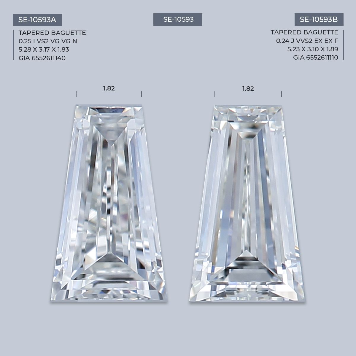0.24 ct Tapered baguette Diamond