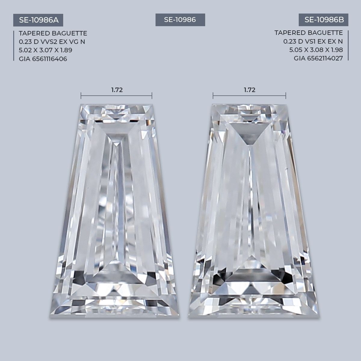 0.23 ct Tapered baguette Diamond