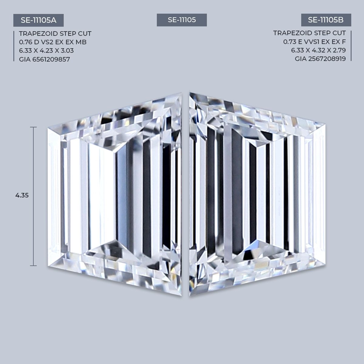 0.73 ct Trapezoid Diamond