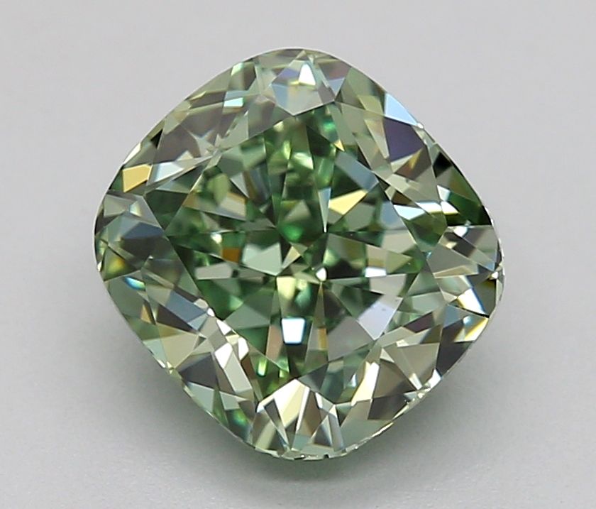 1.53 CT Fancy Vivid Green CUSHION MODIFIED