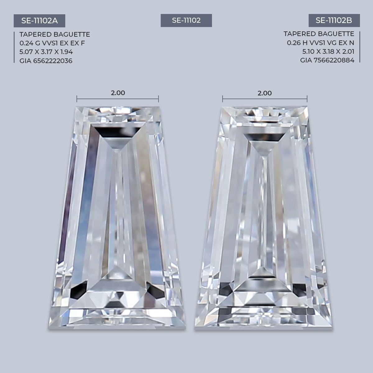0.24 ct Tapered baguette Diamond