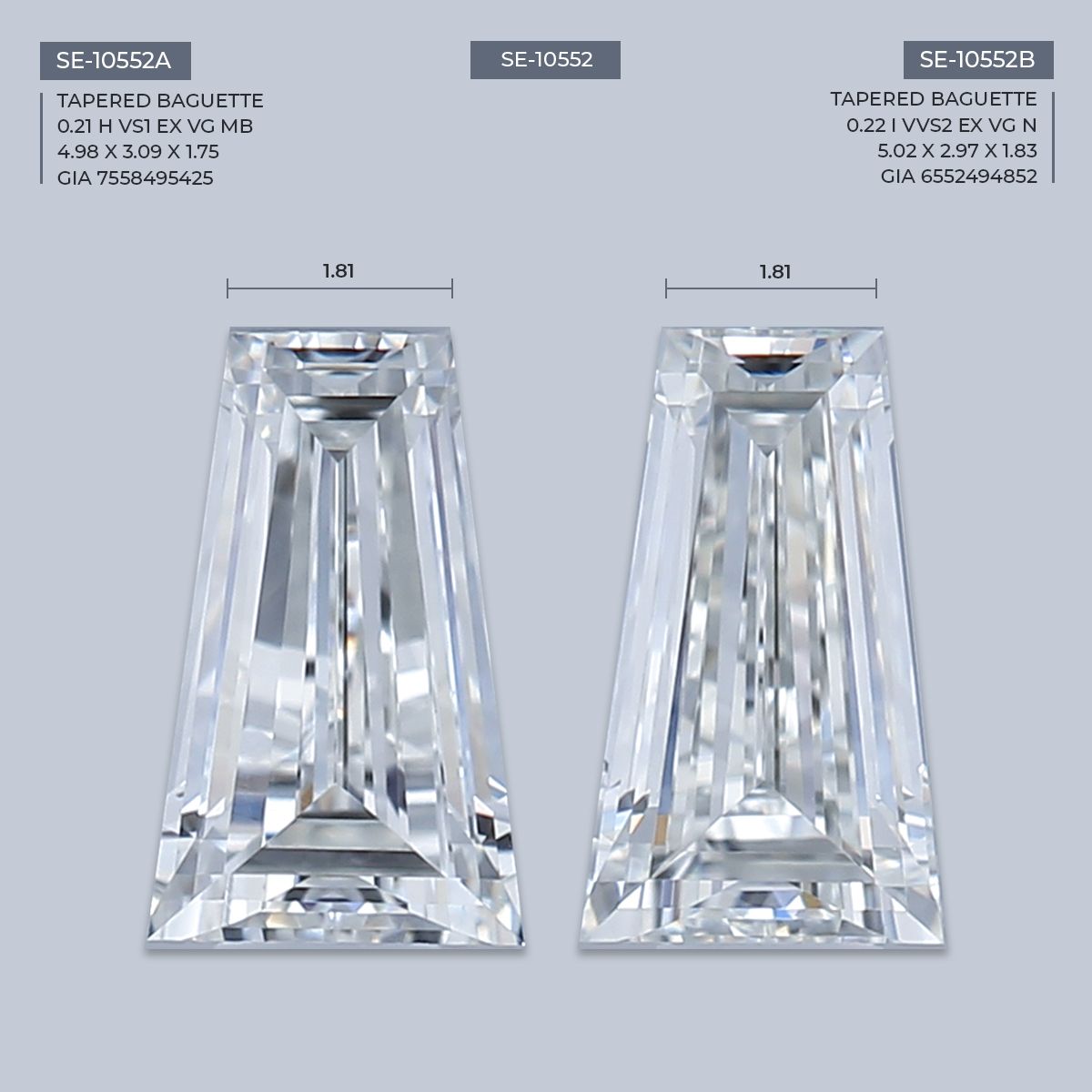 0.21 ct Tapered baguette Diamond