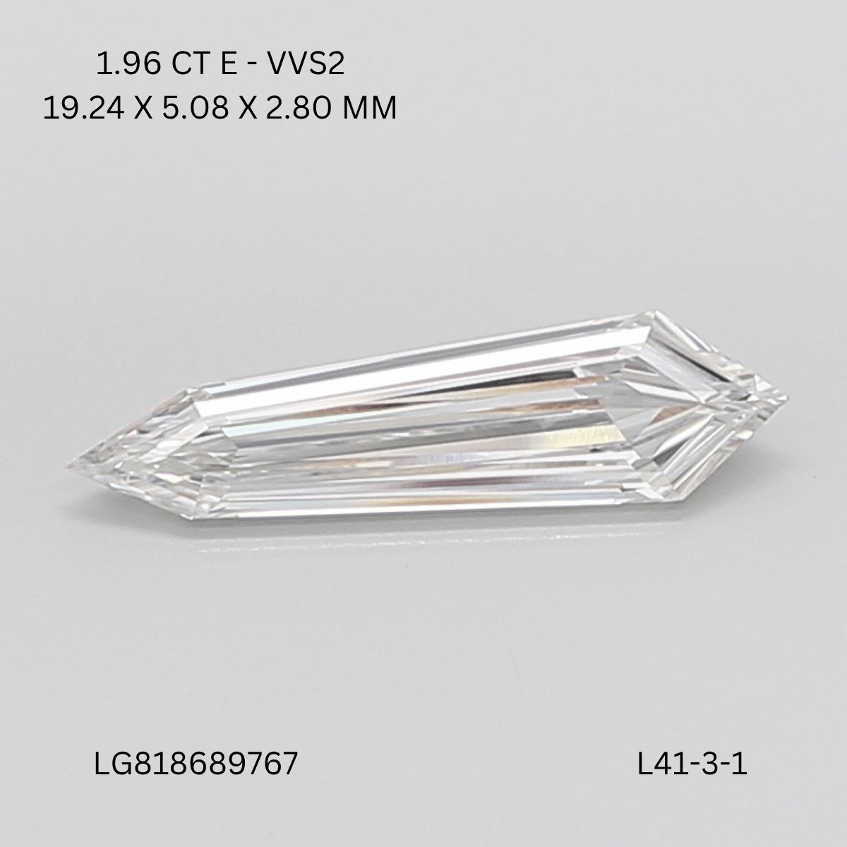1.96 ct lab-grown Shield Diamond