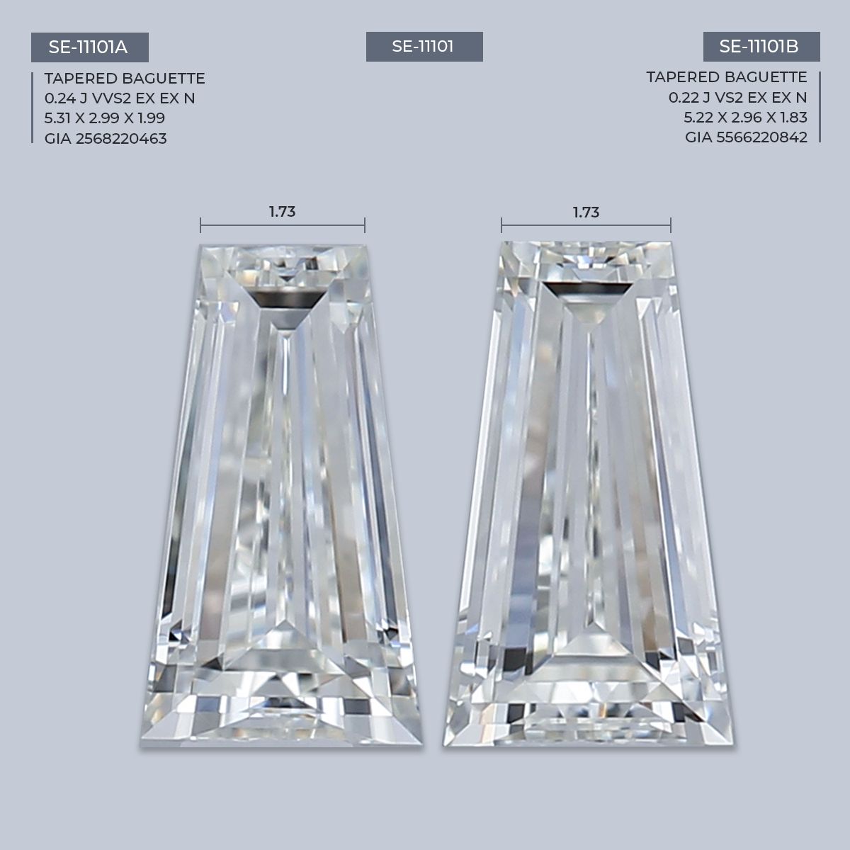 0.24 ct Tapered baguette Diamond