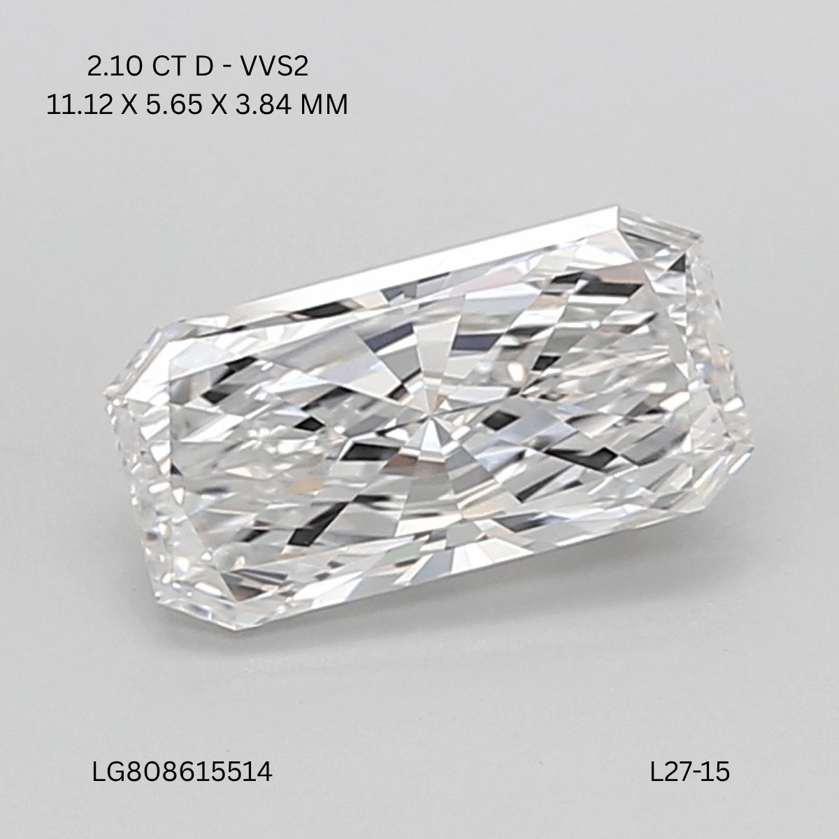 2.10 ct. radiant Lab Grown Diamond front image