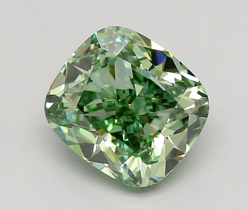 1.48 CT Fancy Vivid Green CUSHION MODIFIED